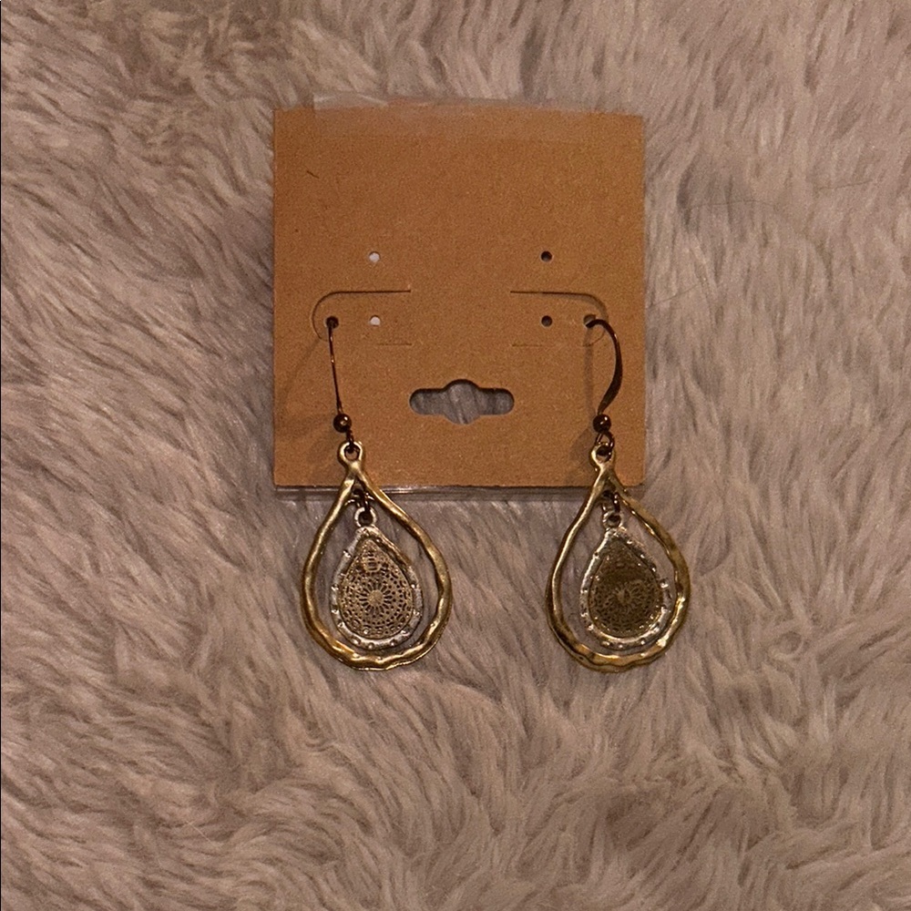 Elegant Gold and Silver Teardrop Earrings